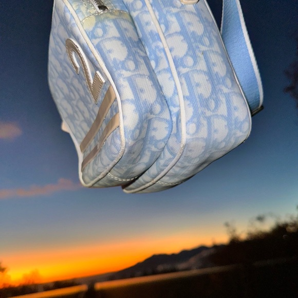 Dior: Blue CD Logo Trotter Crossbody Bag - Picture 14 of 17
